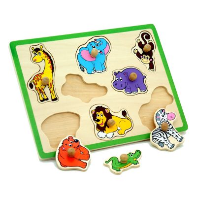 פאזל כפתורי עץ – לוח חיות