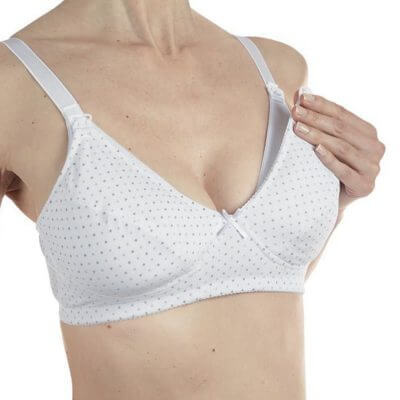 חזיית הנקה מיקרופייבר בצבע לבן עם נקודות – Nursing Microfibre Bra White