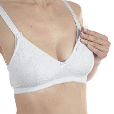 חזיית הנקה כותנה בצבע לבן עם תחרה – Nursing Cotton Bra White