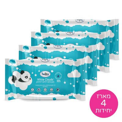 מארז 4 יחידות מגבונים לחים לתינוק – ™White Clouds